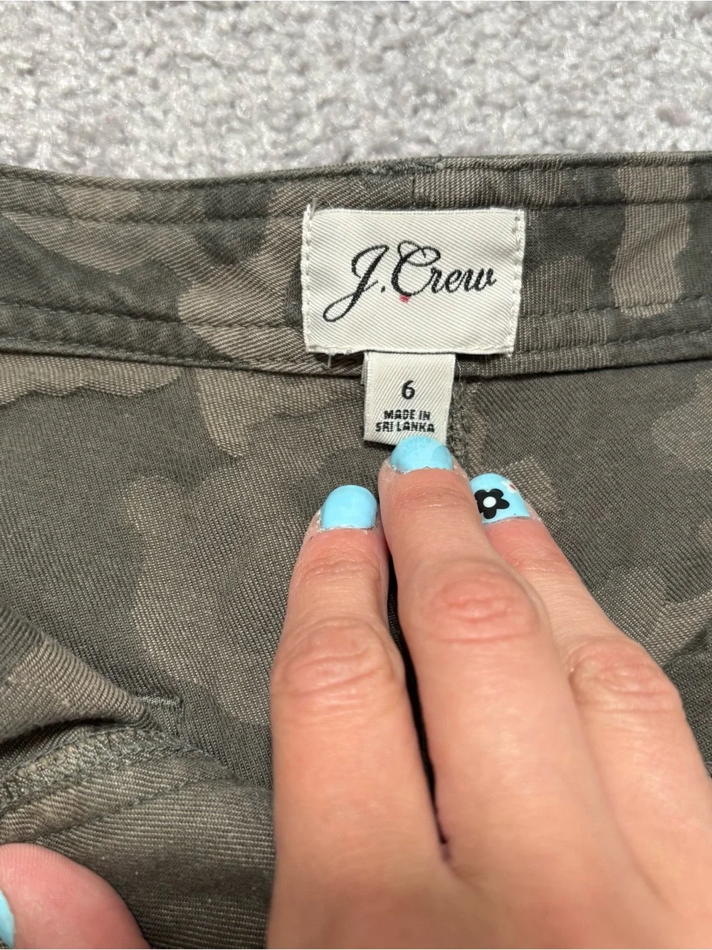 J. Crew Green Camouflage High Waisted Cargo Shorts